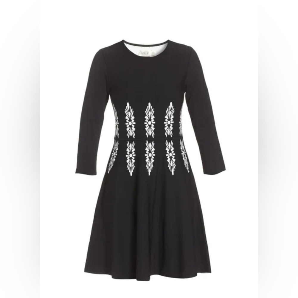 Eliza J Black and White Fit and Flare Cocktail Dress